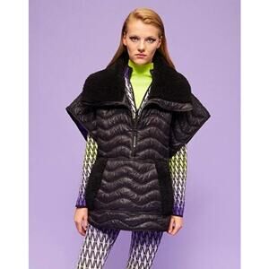 NWT Nocturne Quilted Garnish Vest Womens, Black/Purple, One Size